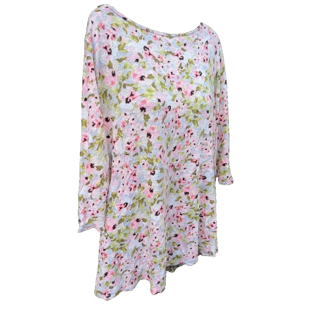 J. Jill Love 100% Linen Womens Top M Floral Keyhole Tie Back Flowy Cottagecore